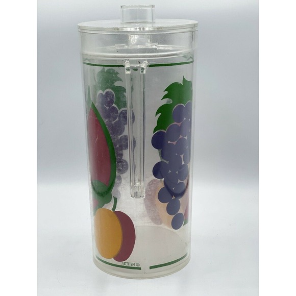 Vintage RARE STOTTER Mid-Century Plastic Fruit Pitcher and 4 Highball Glasses - Picture 8 of 11